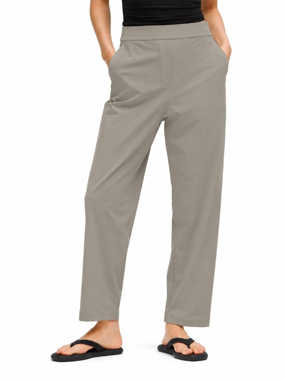 LULULEMON Daydrift Hi-Rise Straight-Leg 30" Trouser Pants Khaki Grey-Beige XL